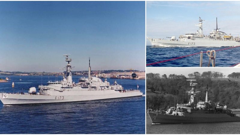 Type 21 Frigate HMS Arrow (F173) Navigating off Plymouth Coast